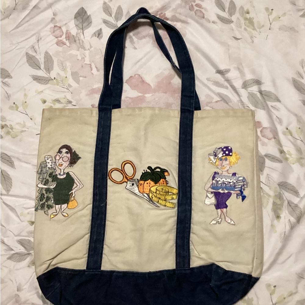 Stylish Canvas Tote Bag with Embroidered Design